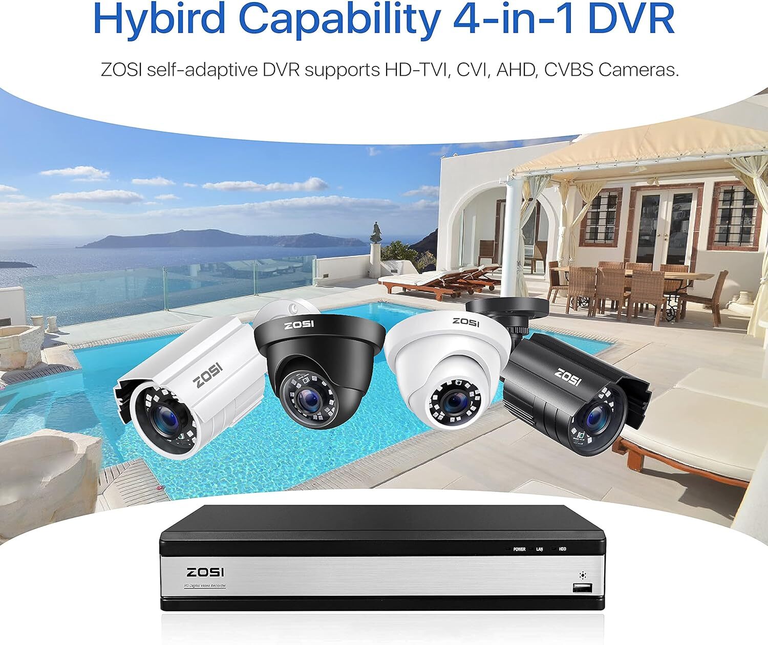 ZOSI 16CH DVR 2MP Security Instant Alert Camera CCTV System 2TB Remote Access 2T