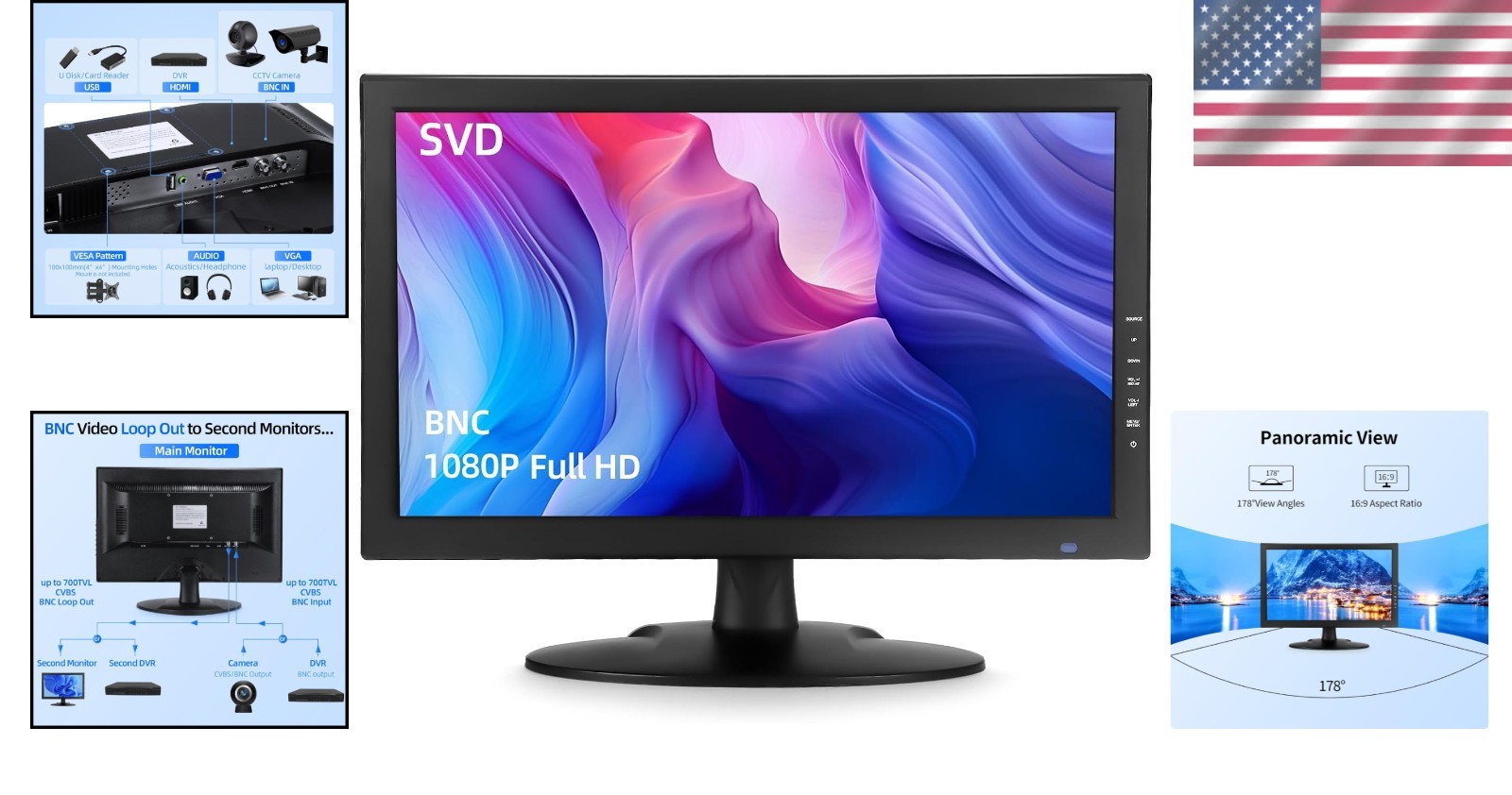 SVD 18.5″ Security Monitor – 4K Input, HD LED Display