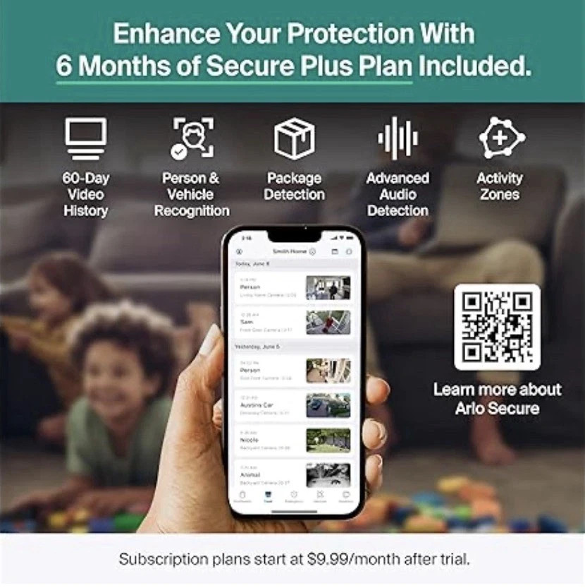 Arlo Essential Outdoor 2025 Add-On 2K Wireless Security Camera, Free shipping