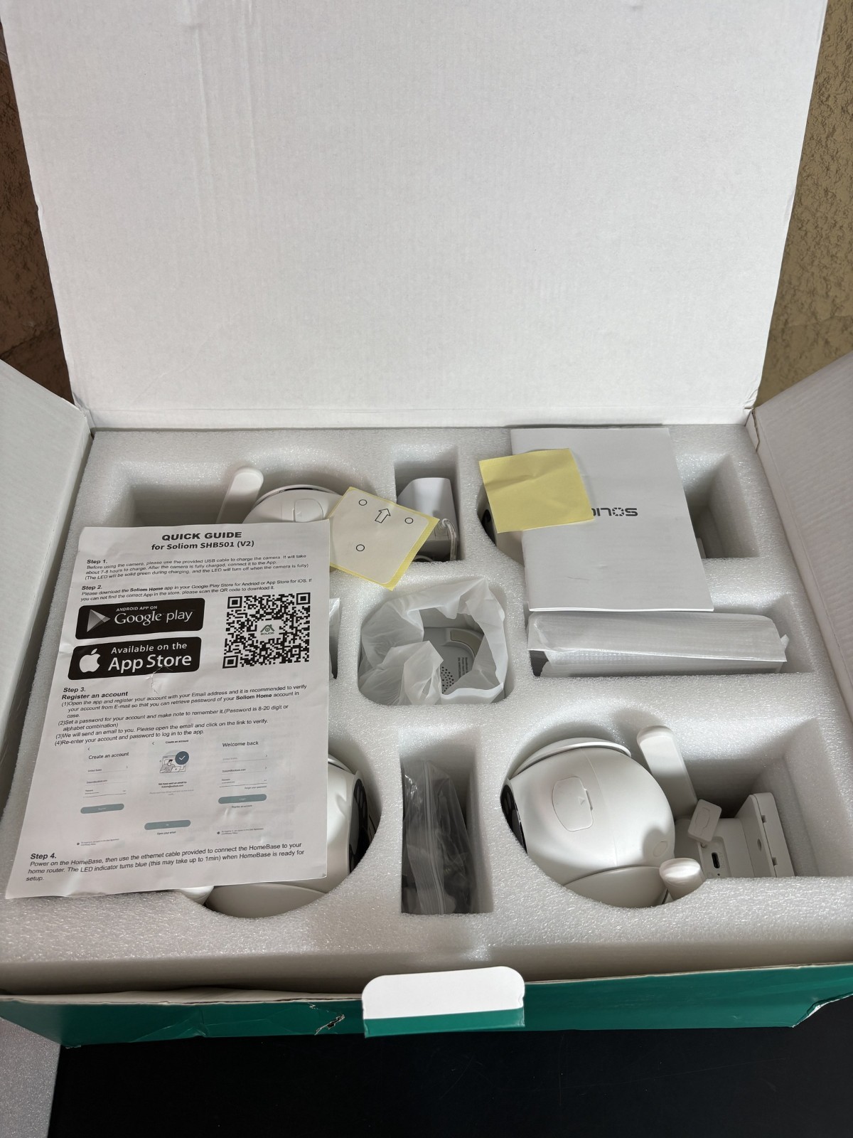 Soliom SHB502 Four-Cam Kit 5MP Wireless Solar Pan Tilt Security Cameras HomeBase