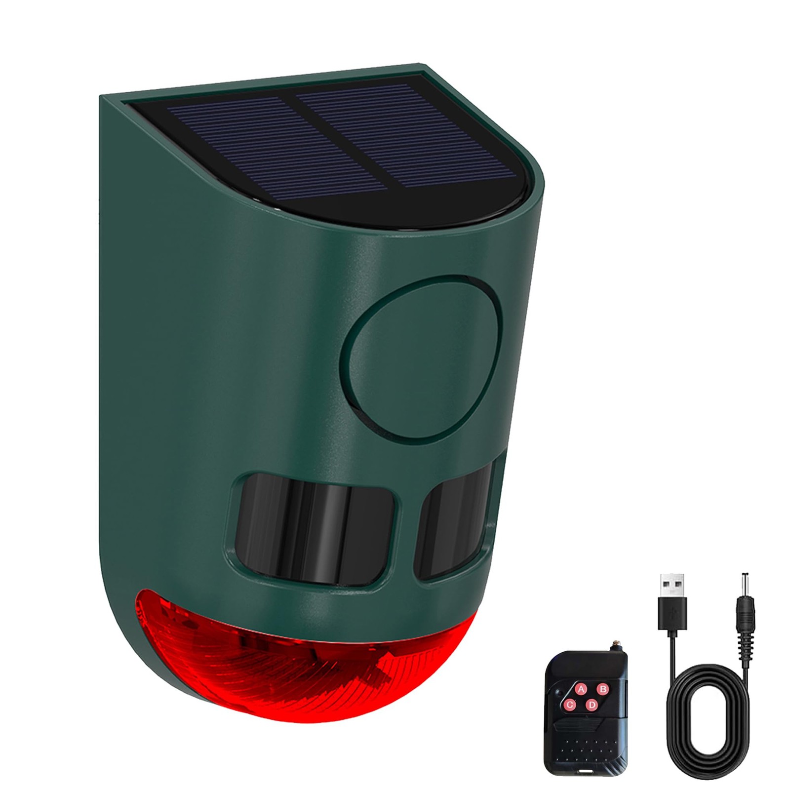 Solar Motion Sensor Alarm Light Outdoor, 130dB Solar Strobe Warning Light wit…