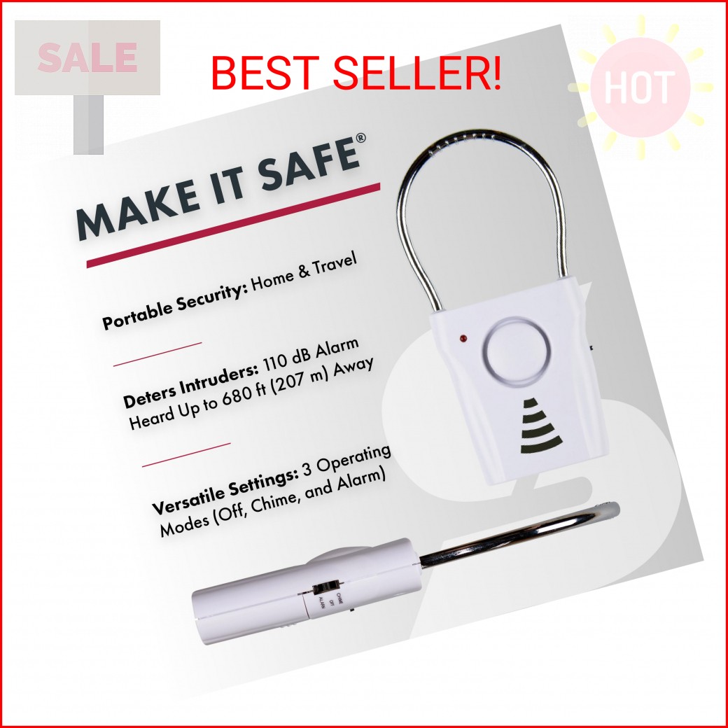 SABRE 110dB Door Handle Alarm, Extremely Loud Wireless Audible Up To 680 Ft Away