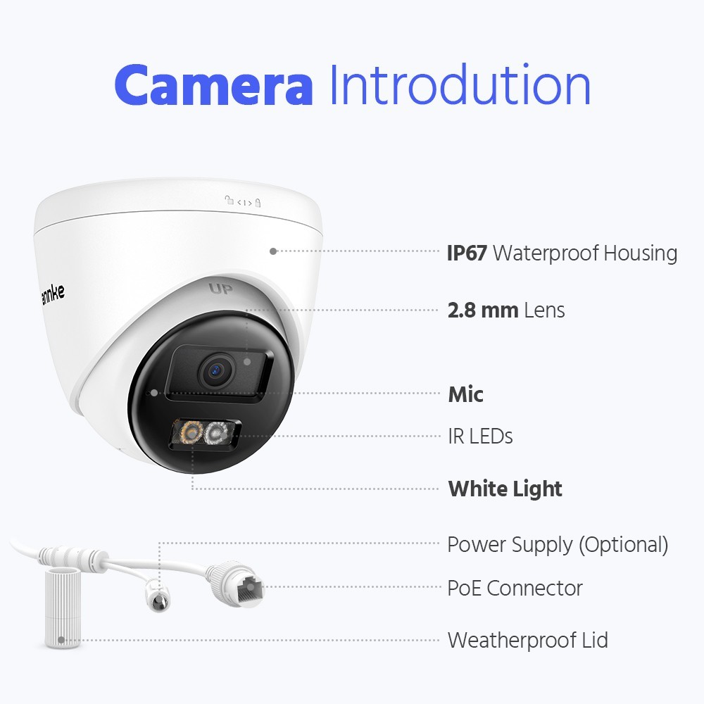 ANNKE 8CH 8MP NVR 5MP Two Way Audio PoE Security IP Camera System AI Color Night