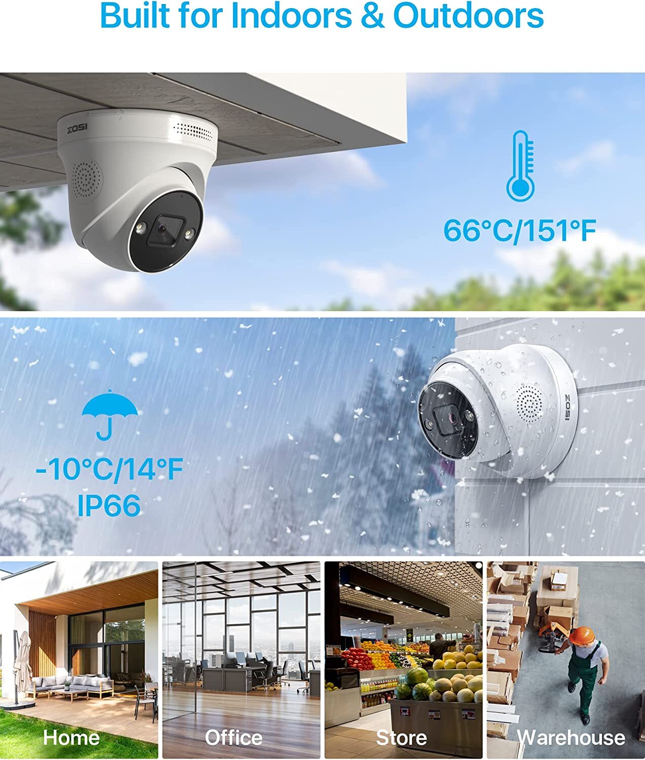 ZOSI 4K 8CH 8MP Home POE Security Camera System Starlight AI Human Detect Audio