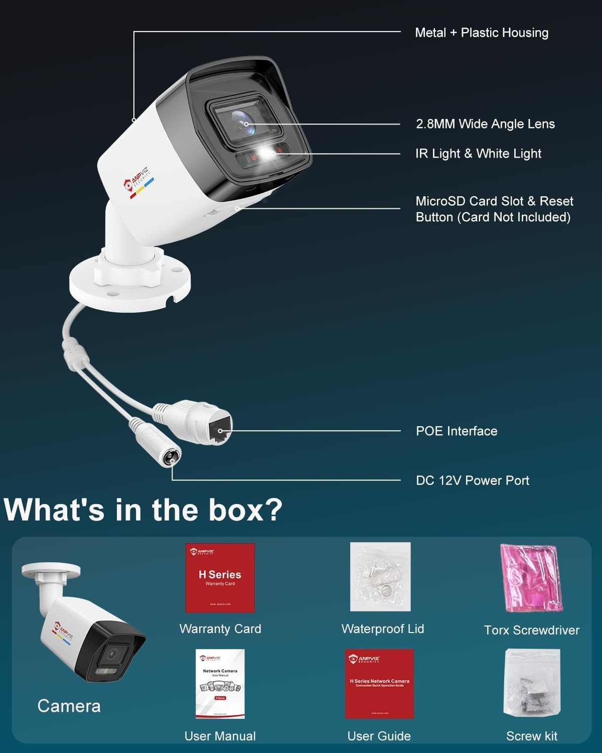 5MP Anpviz PoE Outdoor Security Camera, Color Night Vision, 3072×1728