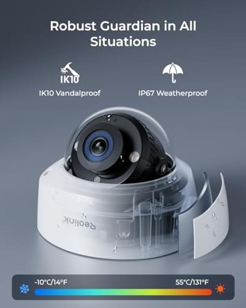 12MP 8CH PoE Security Camera System with IK10 Vandalproof, 4pcs Dome PoE Cams