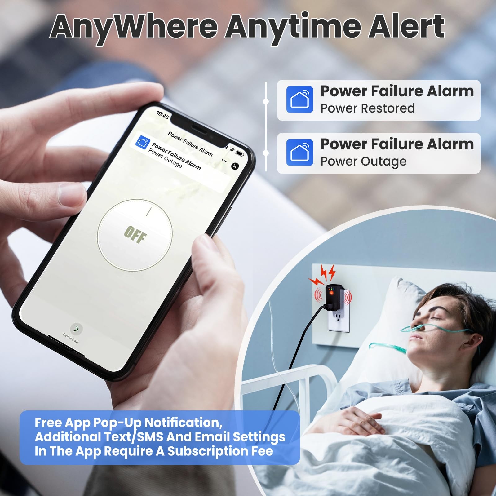 Smart WiFi Power Outage Alarm Fridge Freezer Sump Pump Alert 110dB App