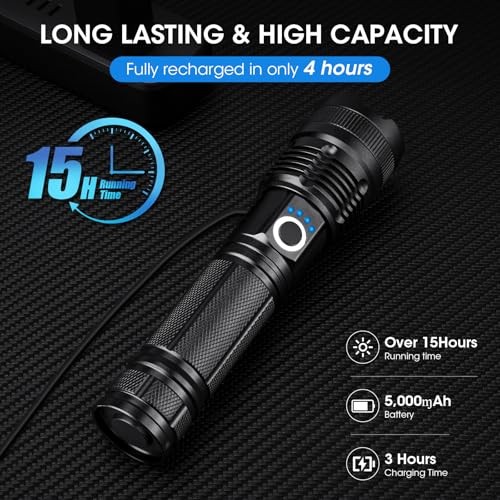 4 Pack Rechargeable LED Flashlights High Lumens Super Bright Waterproof 5 Modes