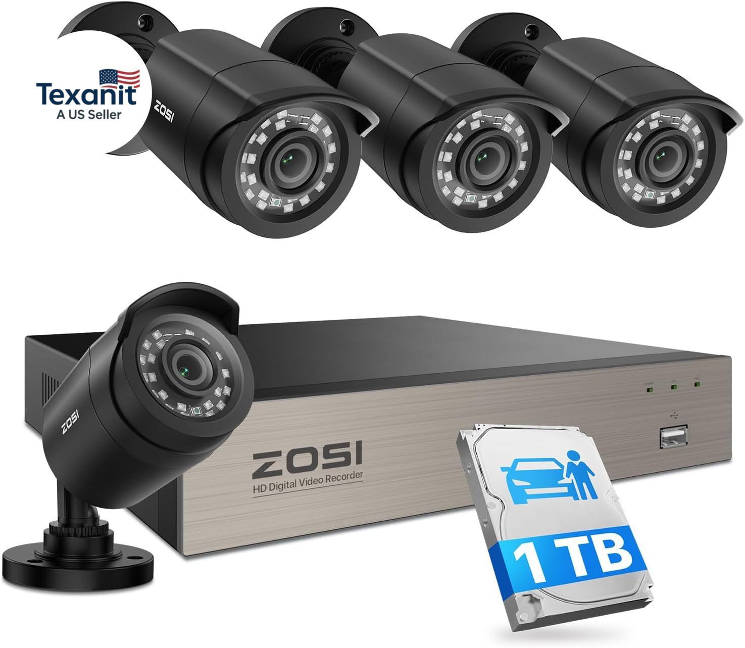 3K Lite Security Camera System with AI Human Vehicle Detection,H.265+ 8CH HD TVI