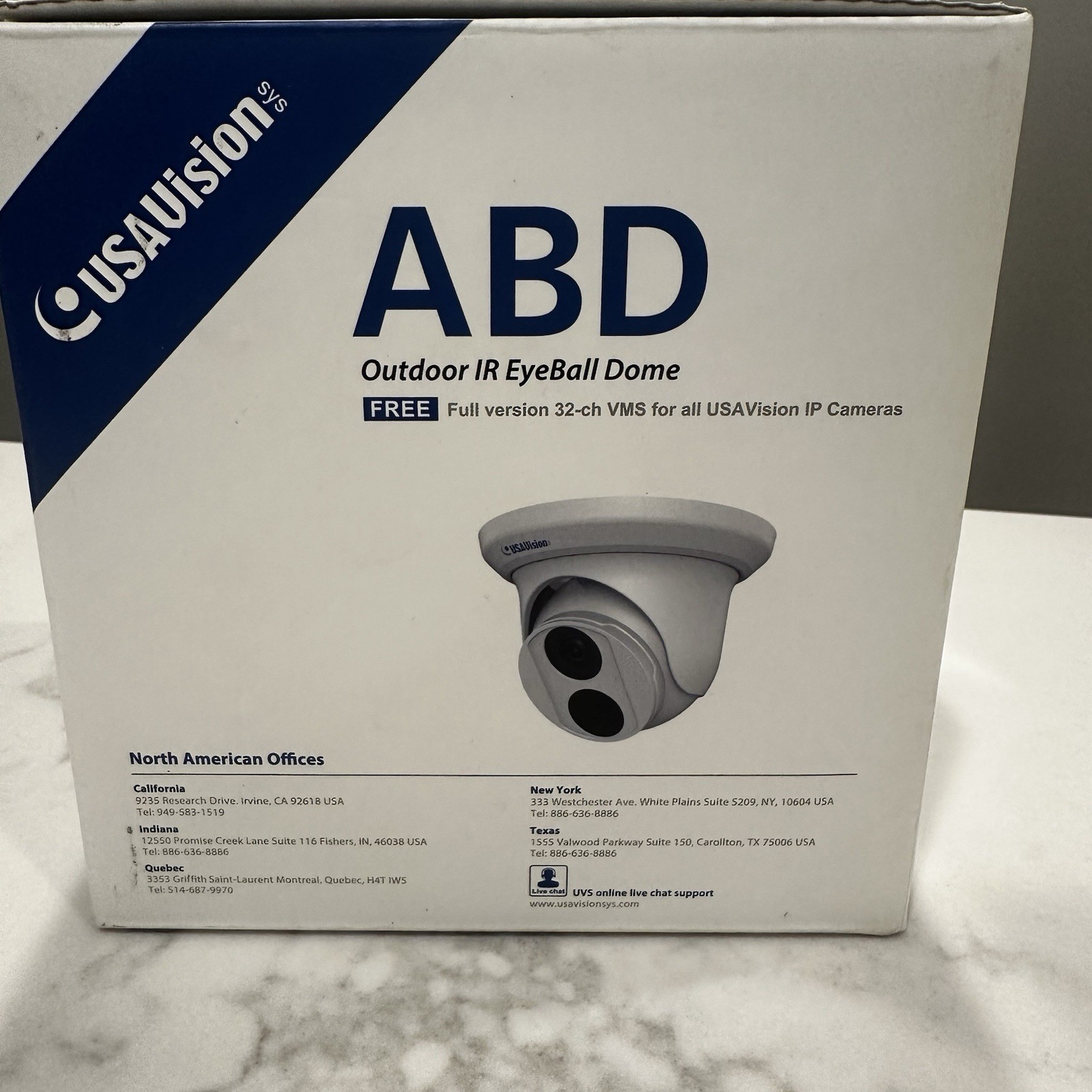 USAVision ABD1300 1.3MP Outdoor IR Eyeball Dome IP Camera ONVIF 2.8mm Fixed Lens