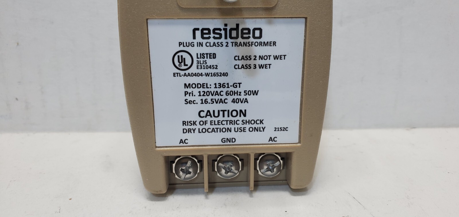 lot 2 Honeywell Resideo 1361-GT 16.5VAC 40VA Plug In Transformer