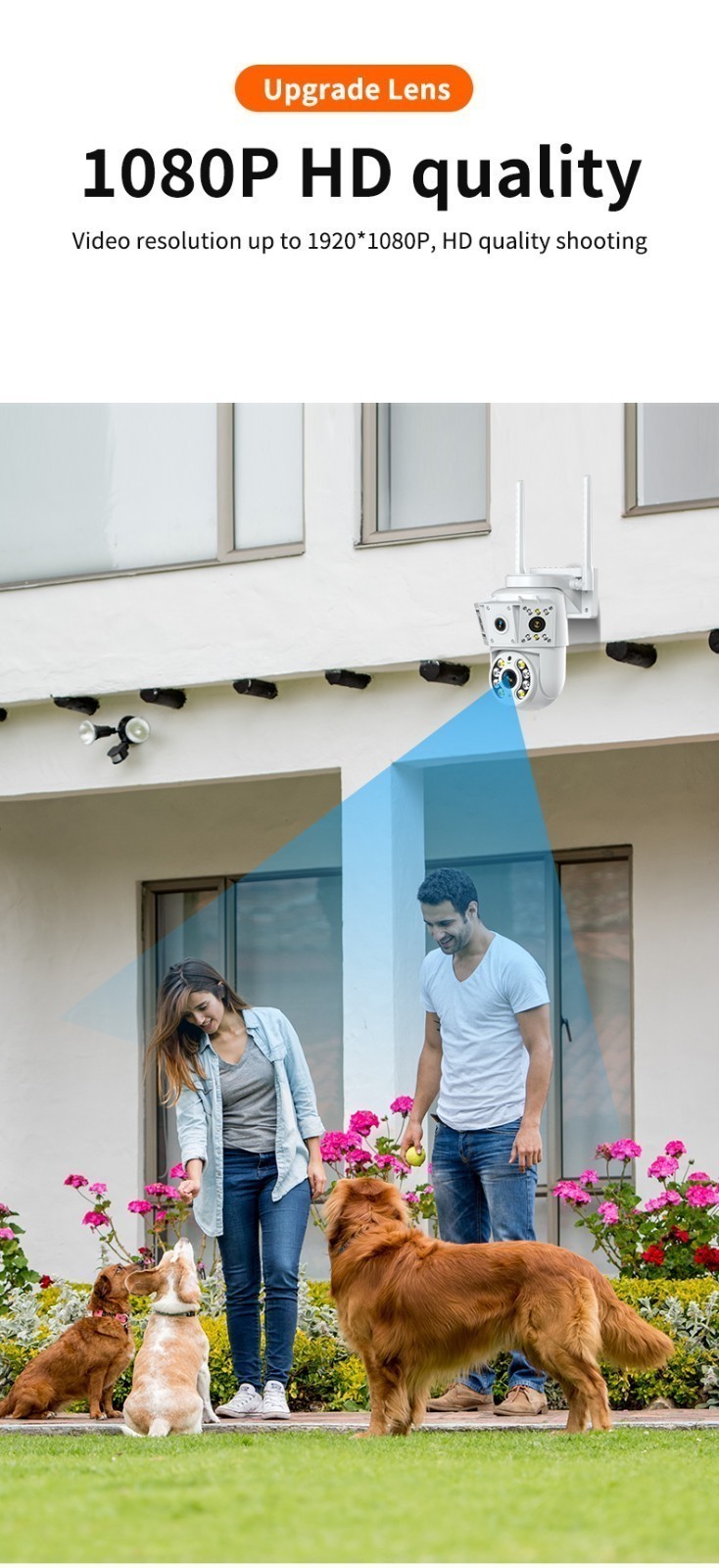 1080P 2MP Wireless WIfi Camera Multi Lens Surveillance Camera Two Way Intercom