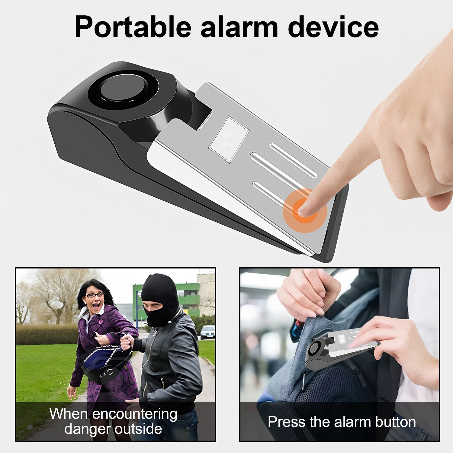Wireless Door Stop Blocking Alarm Vibration Triggered Alert Security System