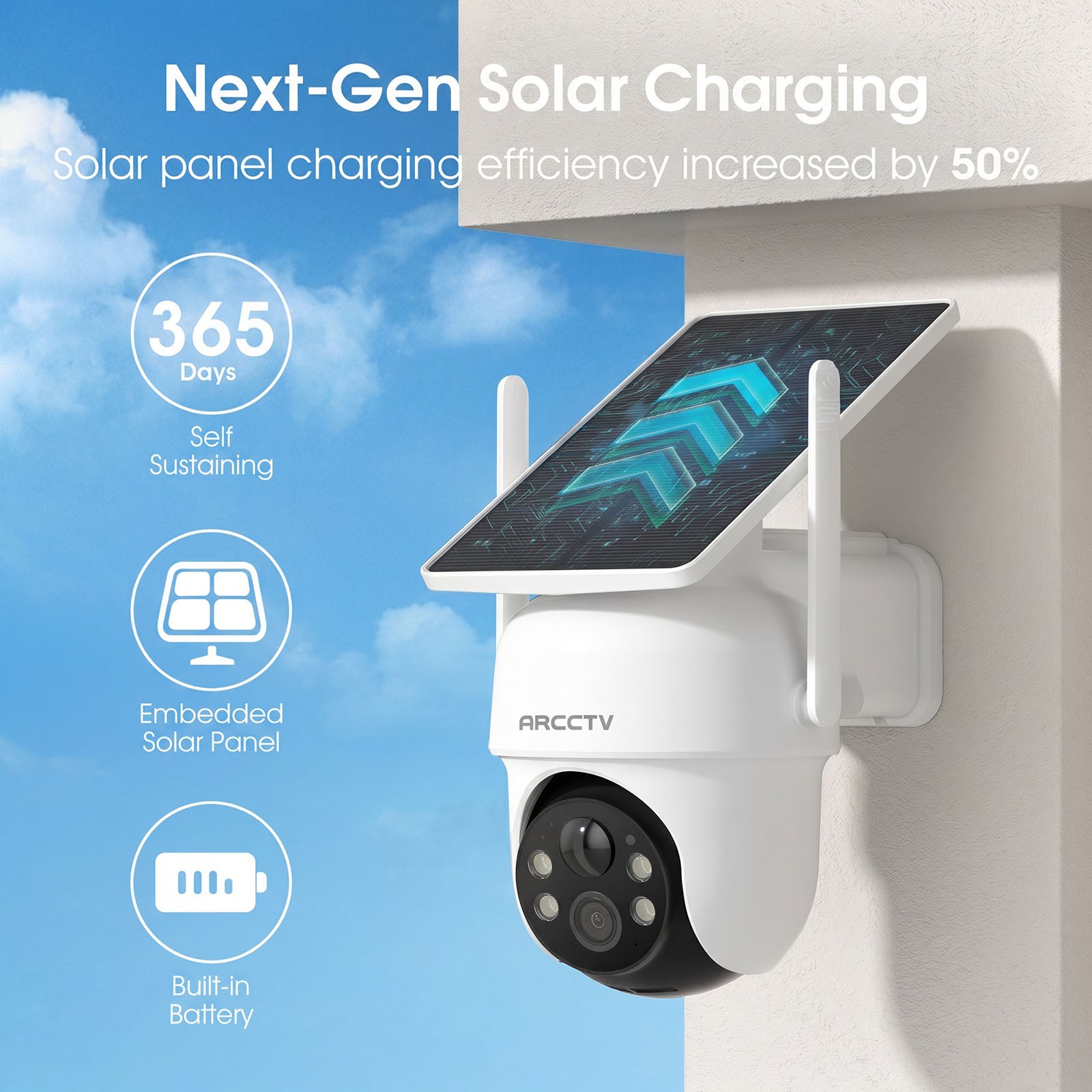 Wireless Solar Battery Security Camera System Outdoor Home PTZ Wifi Night Vision