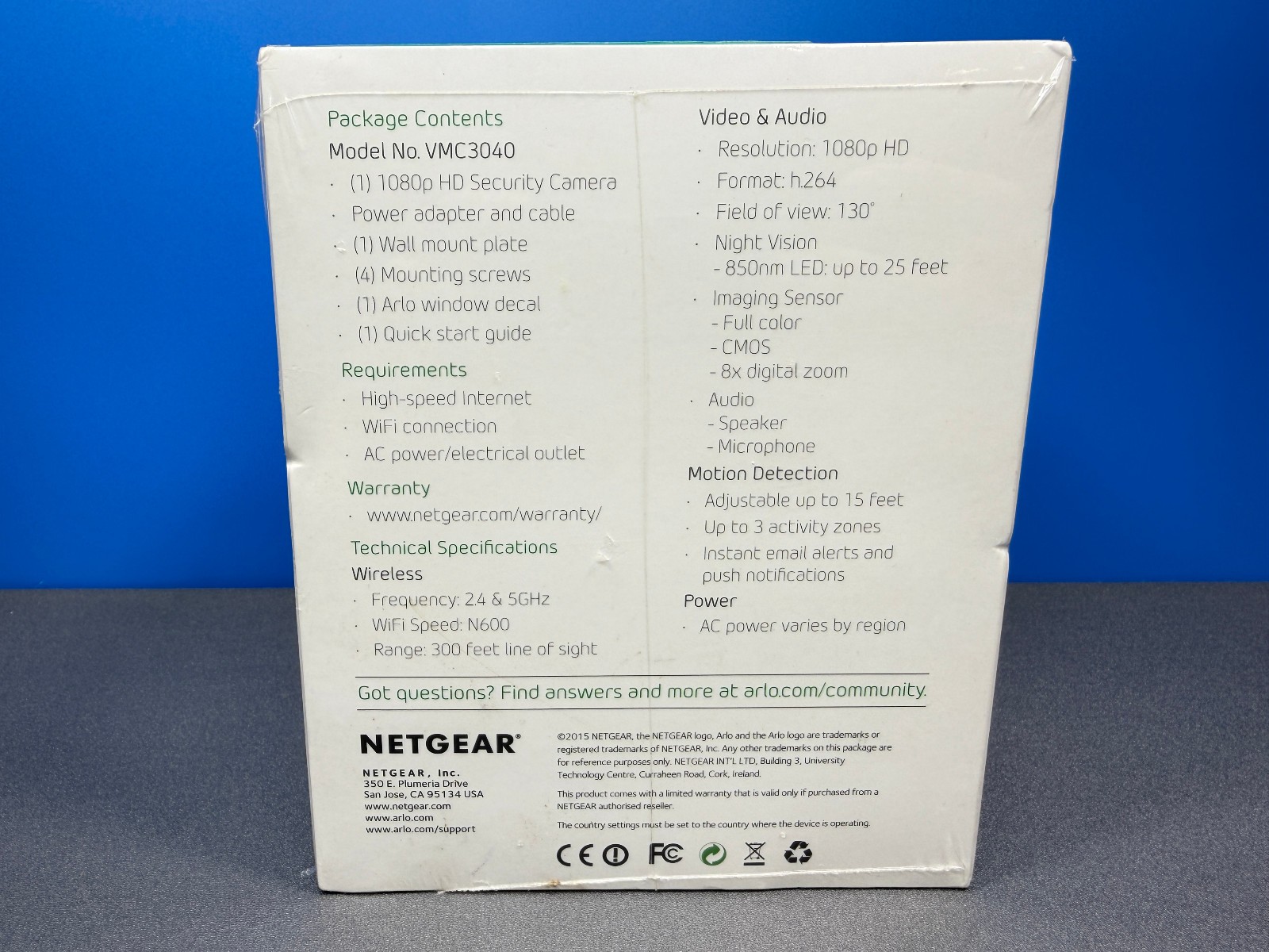 NETGEAR ARLO Q 1080P HD WIFI SMART WIRED SECURITY CAMERA WITH AUDIO NEW SEALED