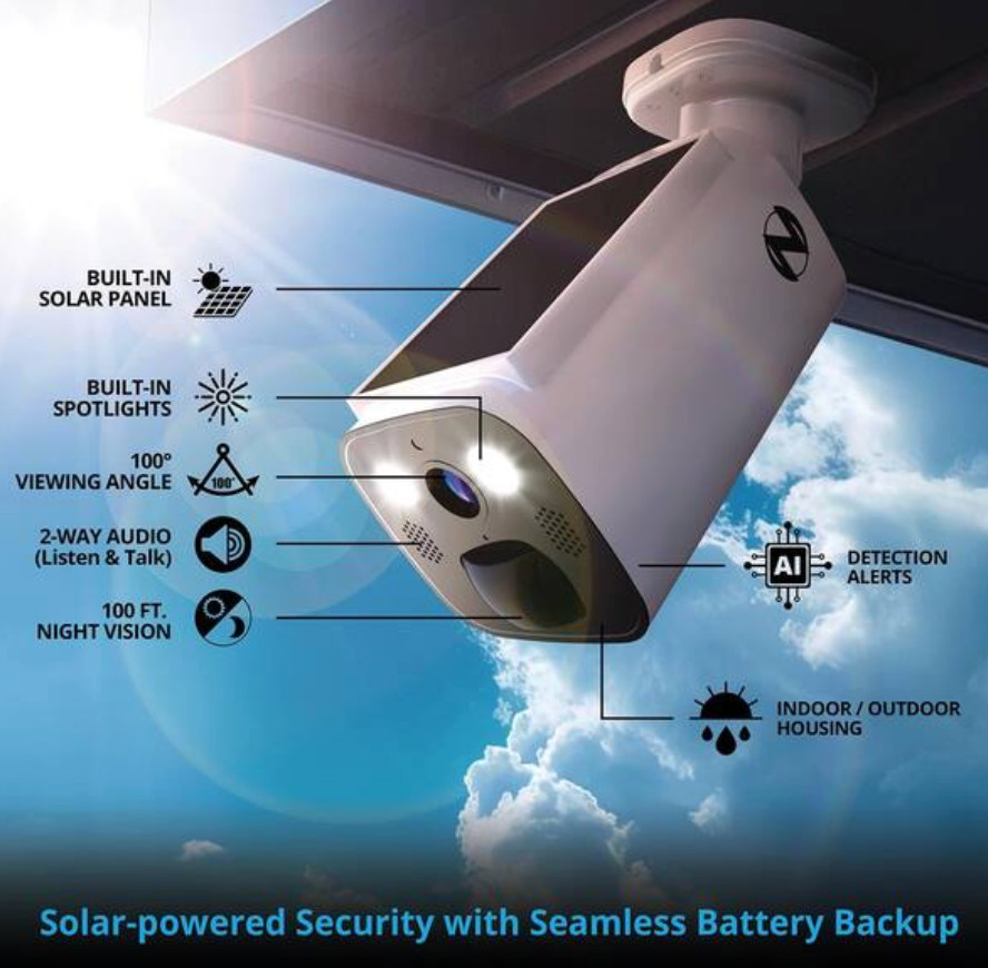 NIGHT OWL 8-Channel 2K 64GB Hub Recorder Security System w/3-Battery Solar Power