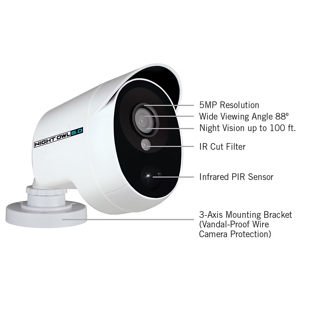 EXTREME HD Wired Security System 8-Ch 2TB HDD+(8) 5MP Security Cameras NIGHT OWL