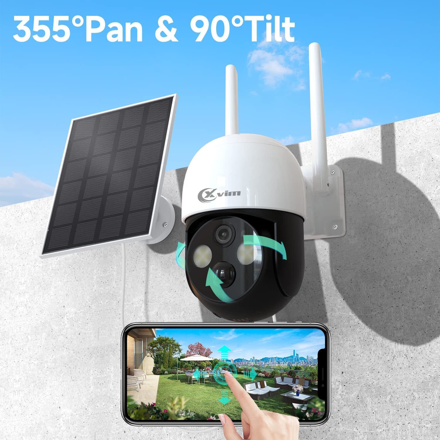 Wireless Solar Powered WiFi Camera Outdoor 4MP 2K PTZ Home Security Camera CCTV