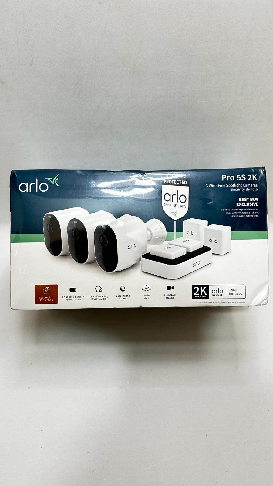 Arlo Pro 5S 2K Security Bundle with 3 Wireless Spotlight Cameras – White..