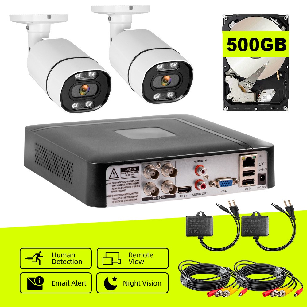 KERUI H.265+ 1080P Home Security Camera System Outdoor 4CH DVR with 500G HDD