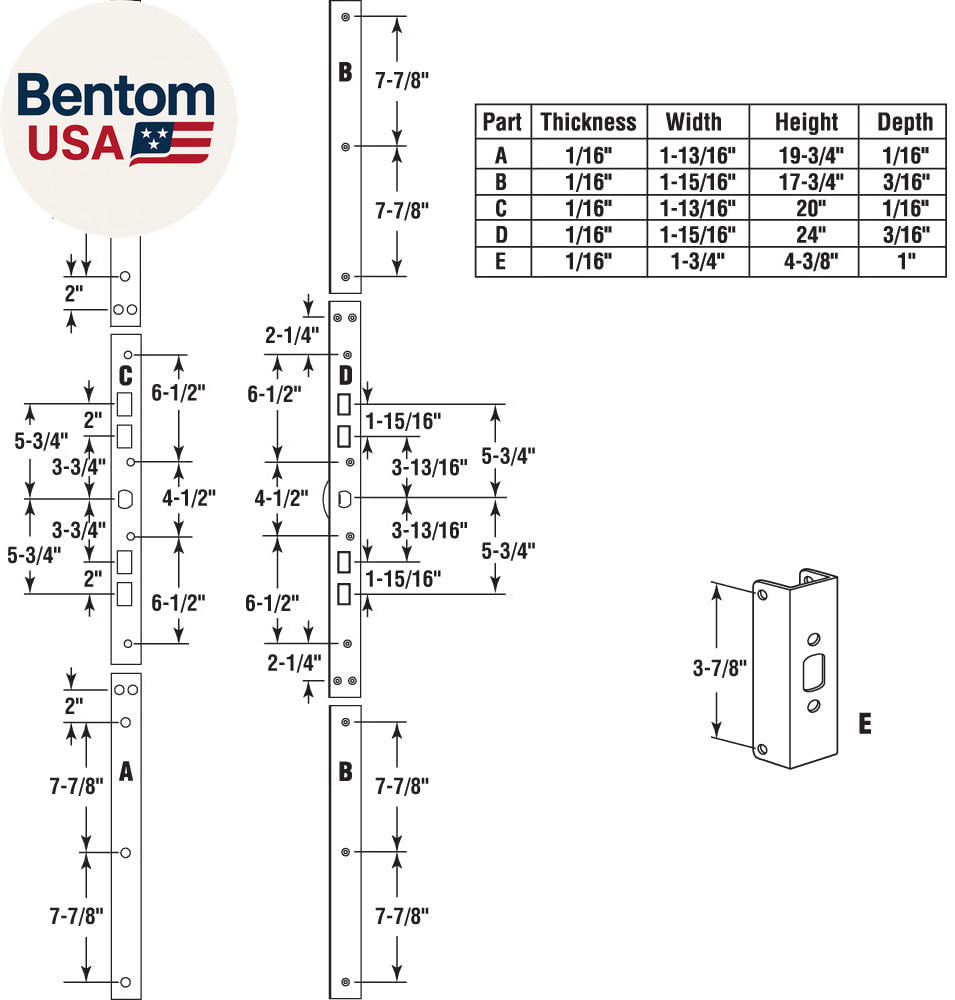 U 11026 Jamb Repair and Reinforcement Kit, 59-1/2 In. Installed, Steel Construct