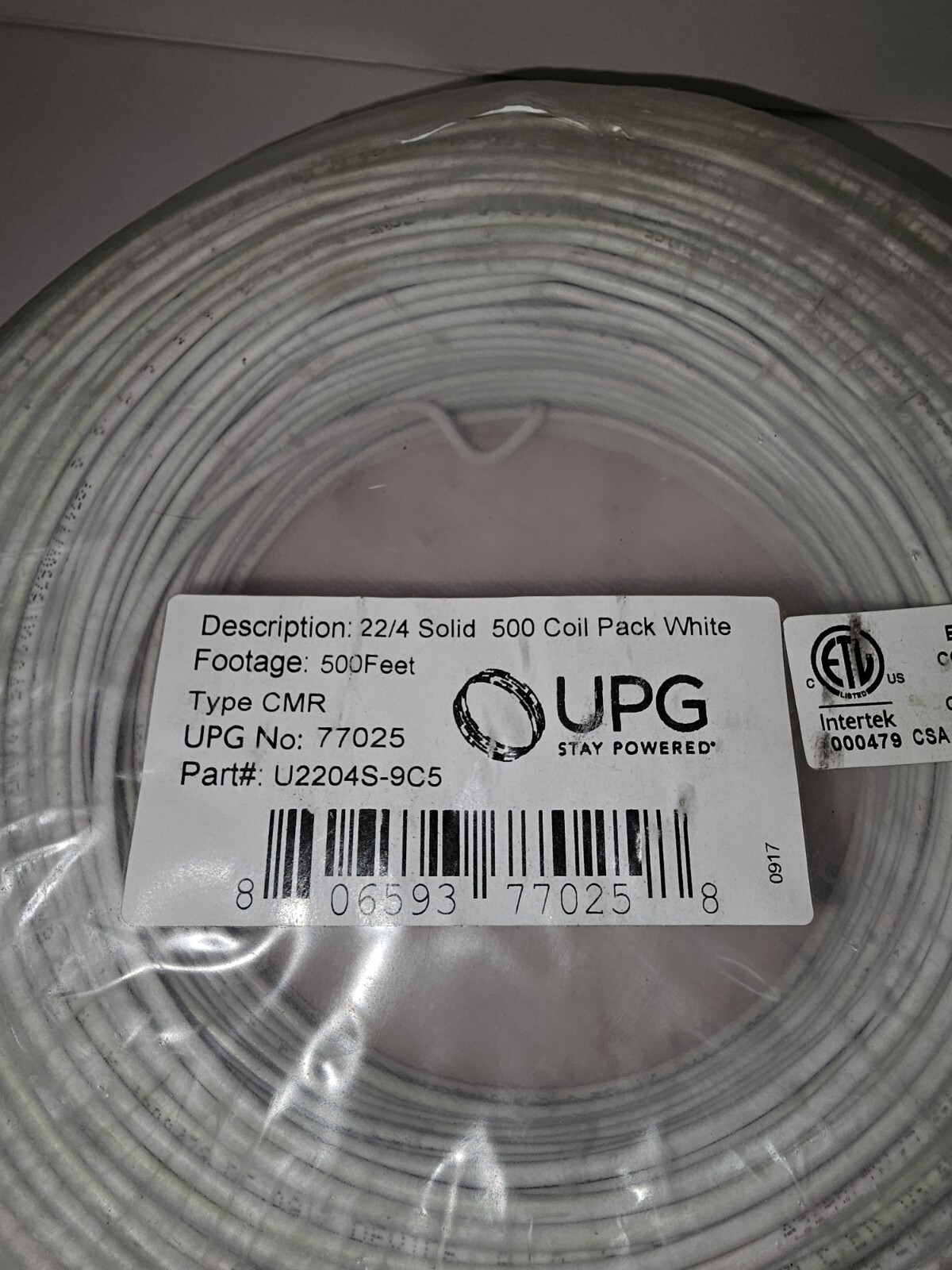 500′ UPG 22-Gauge 4-Conductor Solid TYPE CMR Security Wire 6 lbs.
