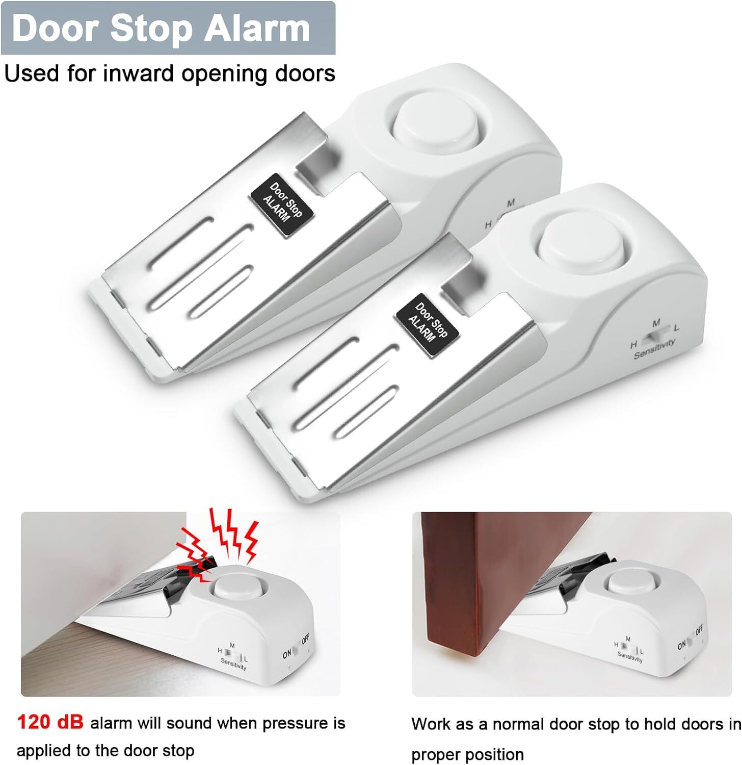 5 Pack Door Stop Security Alarm Wedge Stopper Portable Home Travel Anti‑Theft US