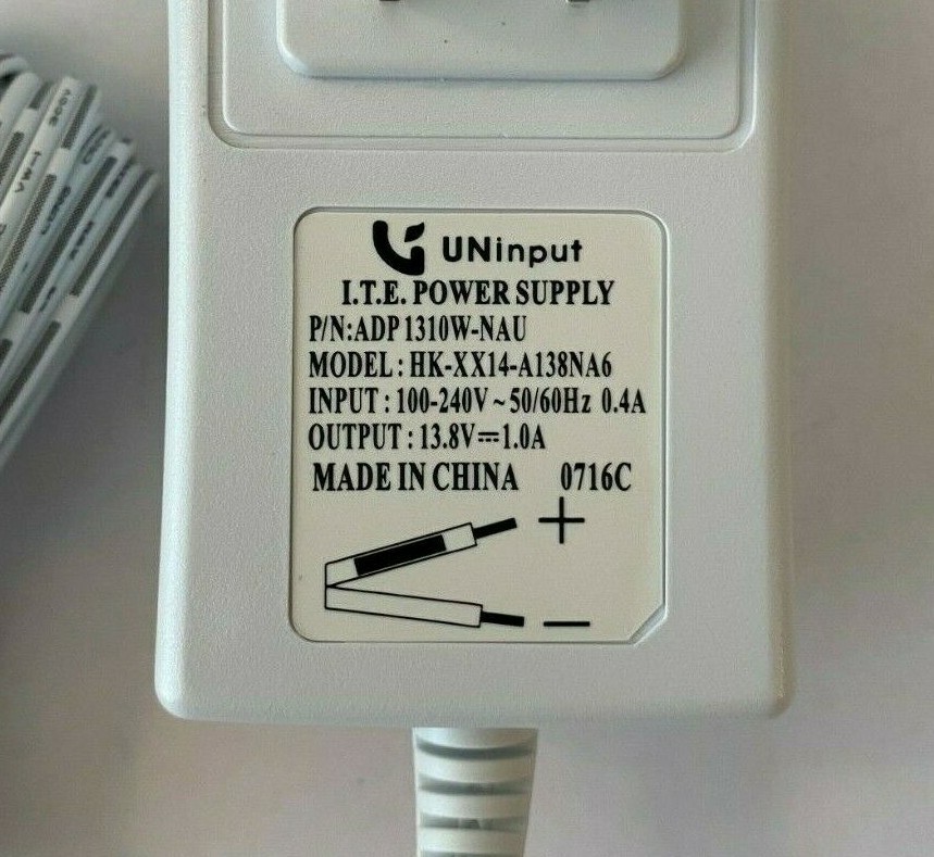 NEW AC to DC Power Supply Adapter (UNinput ADP1310W-NAU) 13.8VDC 1.0Amp