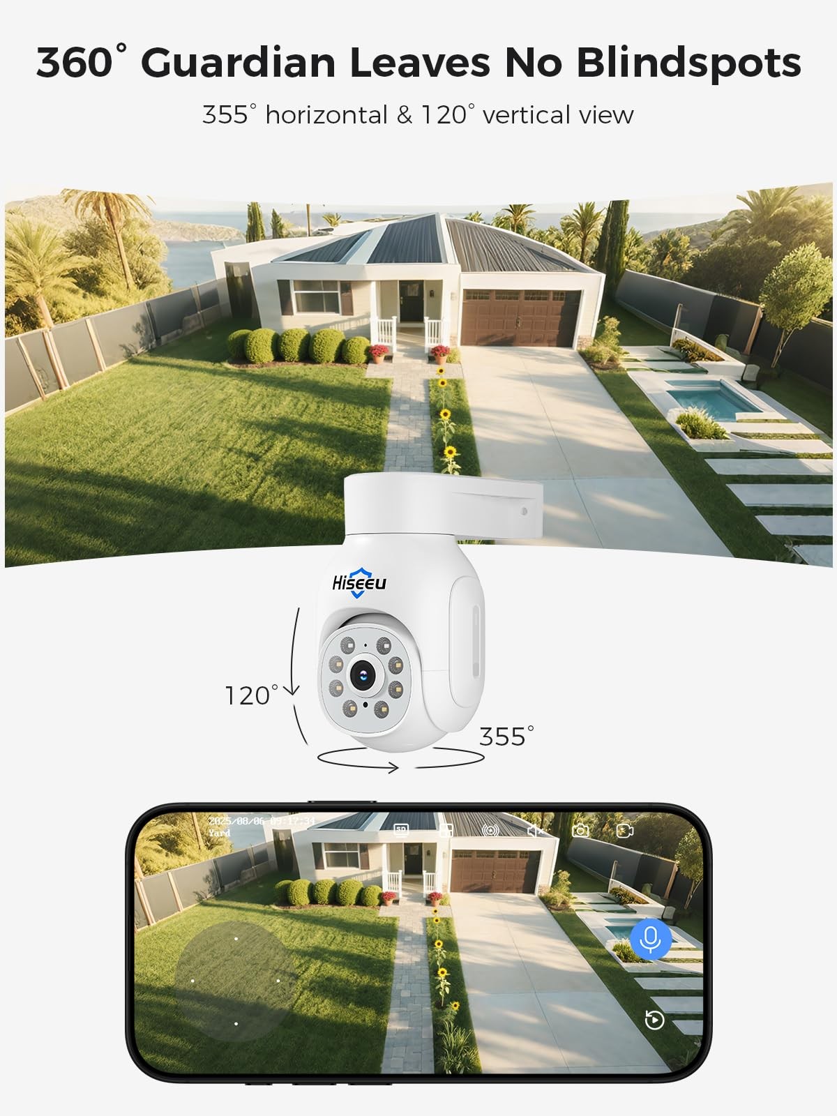 Hiseeu Wireless Security Camera System, 5MP Outdoor Cameras with White