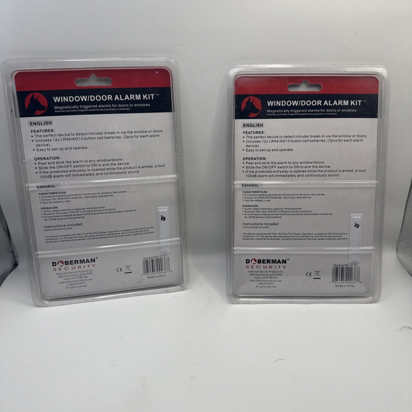 (2) 4 packs Doberman Security Window Door Alarm Kit Magnetically Triggered Alarm