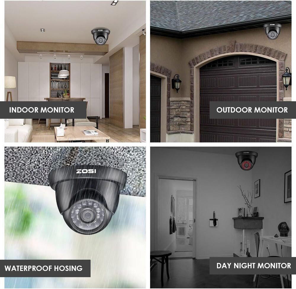 ZOSI 8CH DVR 1080P Outdoor CCTV Security Camera System Night Vision 1TB