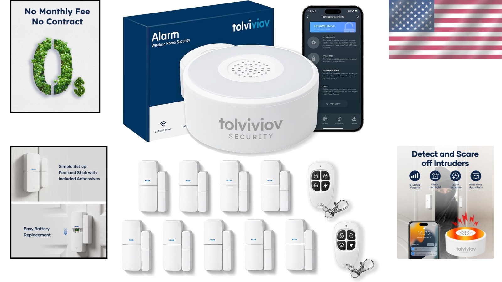 Security Alarm System with 120dB Siren – 12-Piece DIY Kit for Total Protection