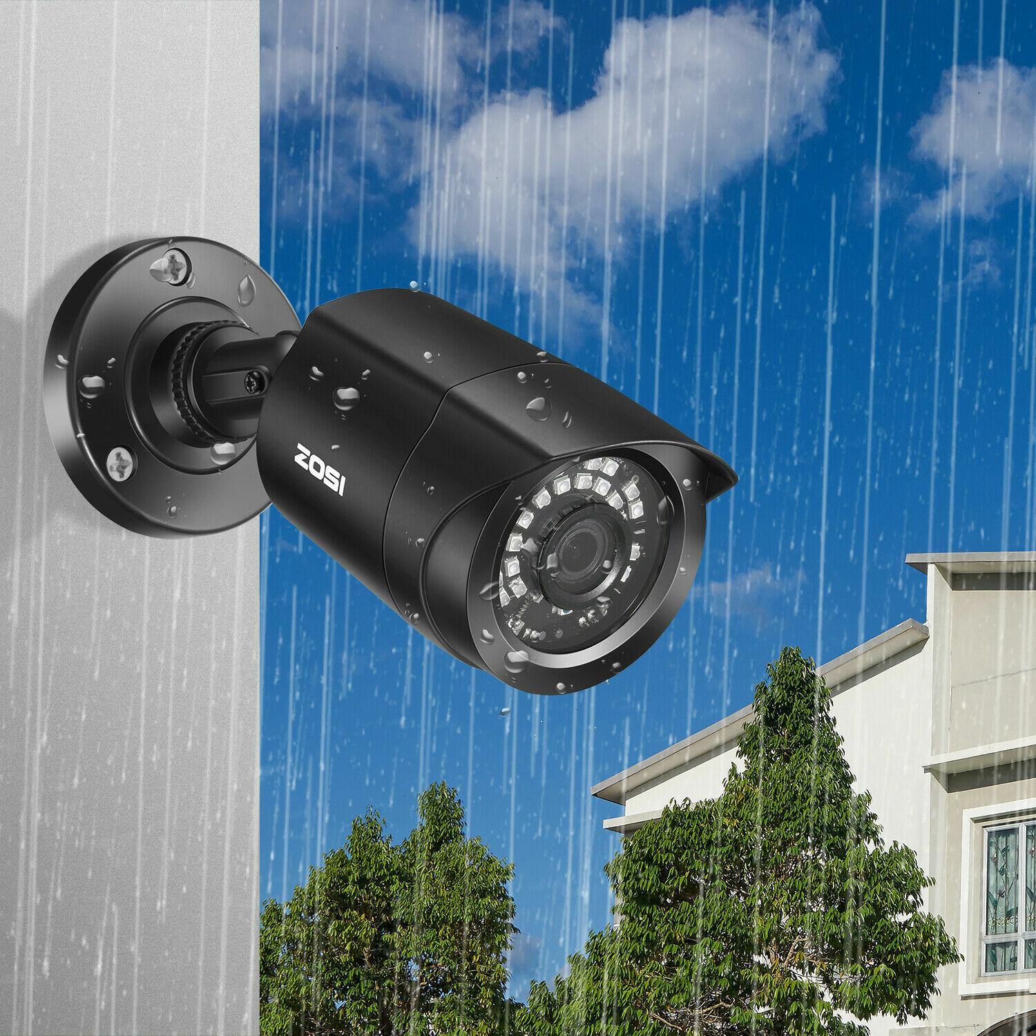 ZOSI 4PK 1080p TVI Security Cameras Outdoor 80ft Night Vision for Home CCTV Kit