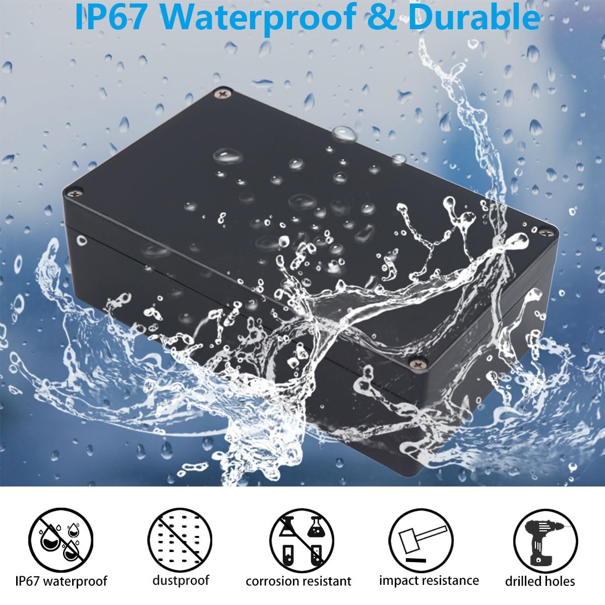 Otdorpatio Outdoor Waterproof Junction Box IP67 10.4“x7.2”x2.4“, Black
