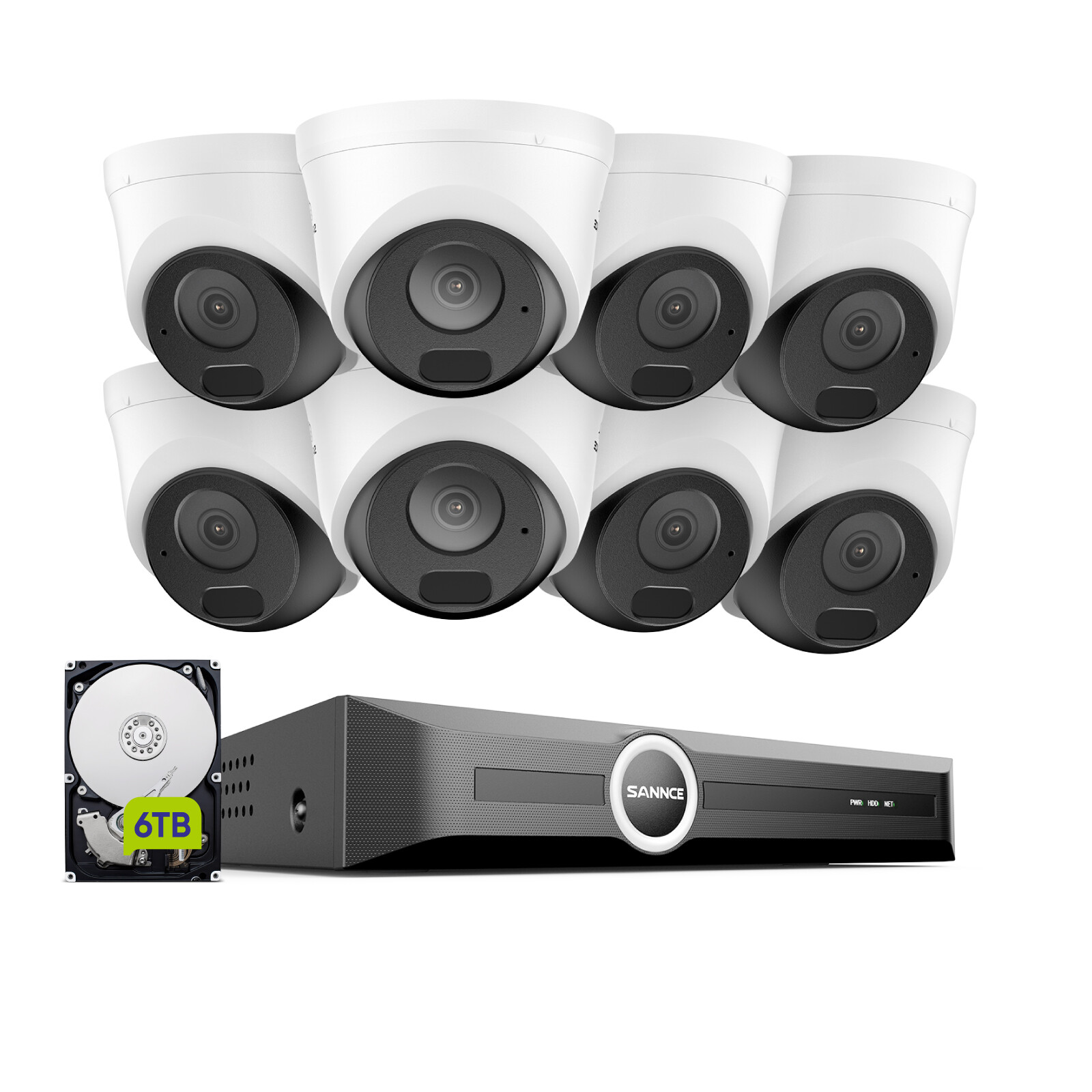 SANNCE 8CH NVR 5MP POE AI Security Camera System Audio Recording Human Detection