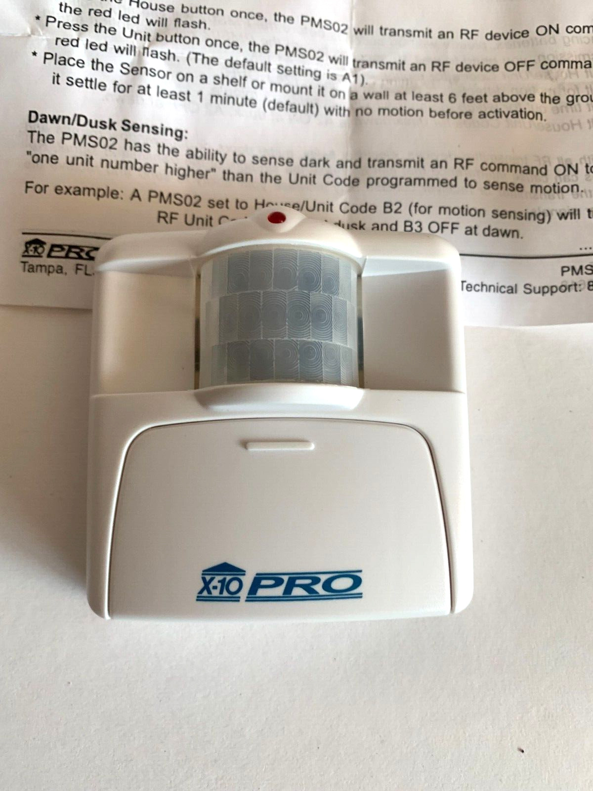 X-10 PRO WIRELESS MOTION DETECTOR MODEL PMS01, White, X10. New open Box.