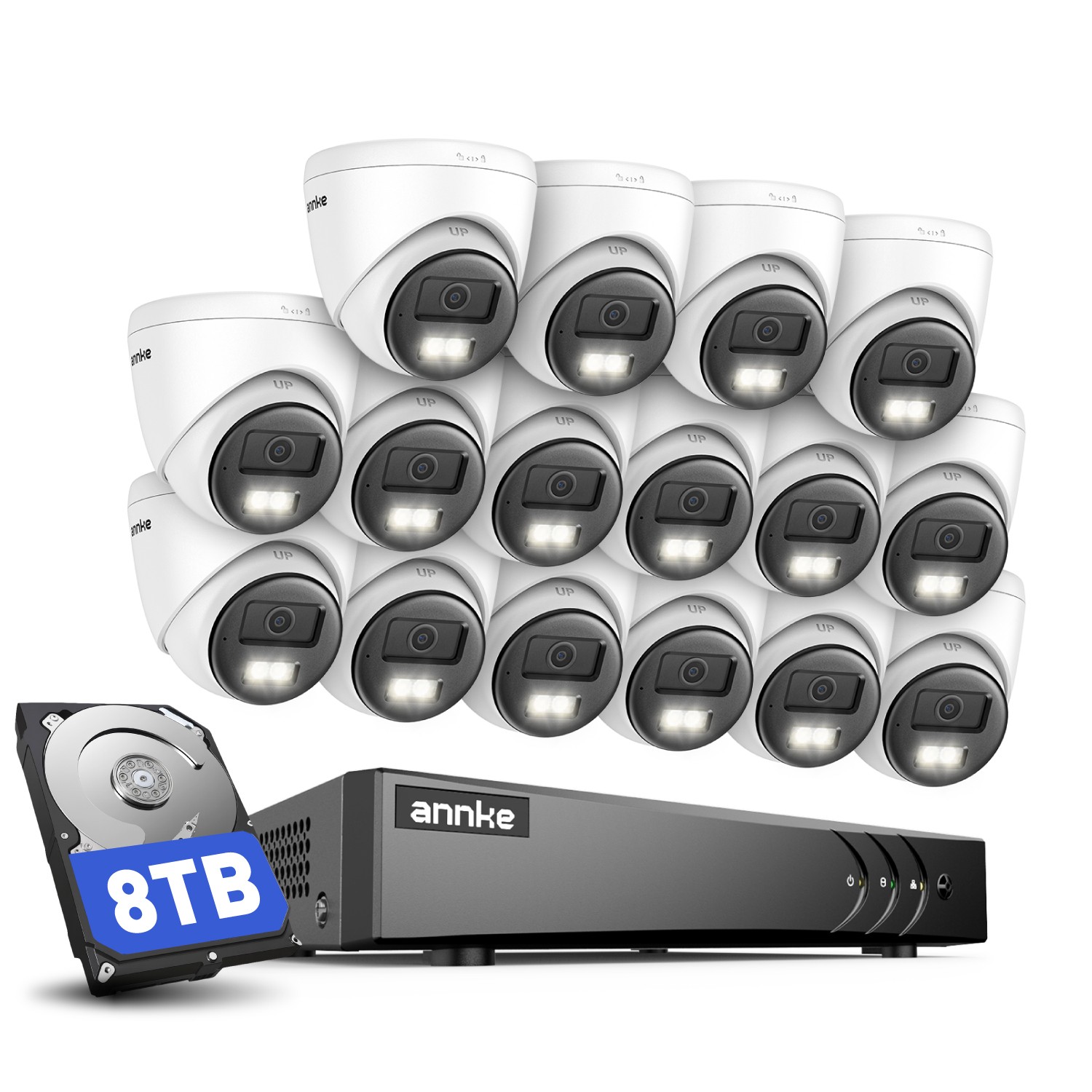 ANNKE 16CH DVR 5MP Two Way Audio Security Camera System AI Detection Color Night