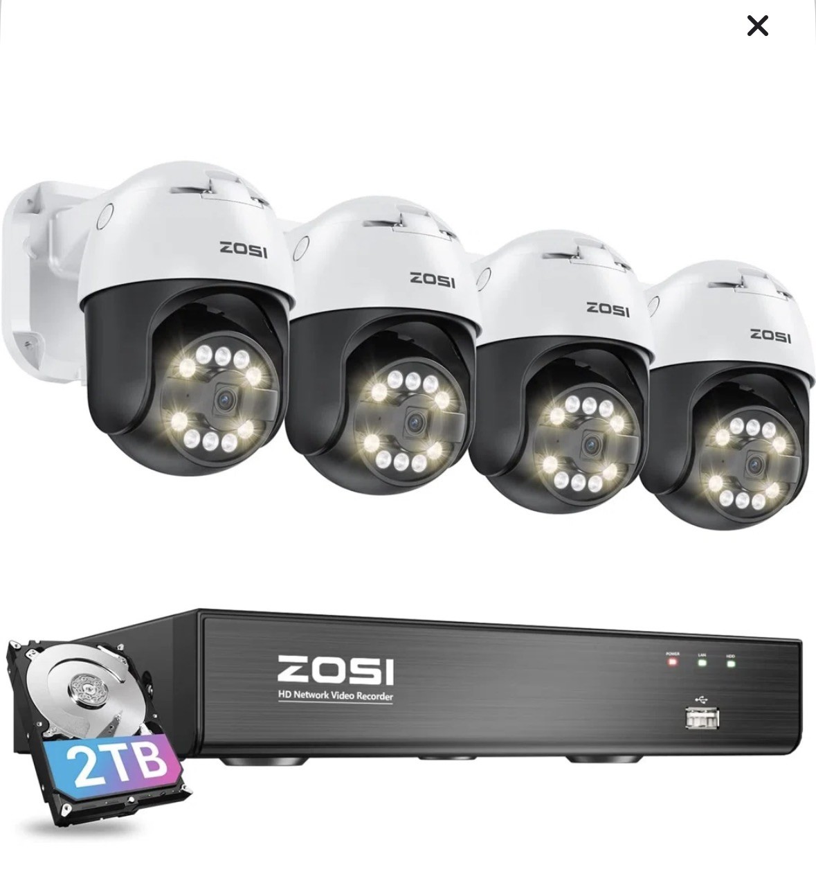 ZOSI C220 8CH 5MP 3K NVR PoE Security Camera System 4x4MP Dome IP Camera 2TB HDD