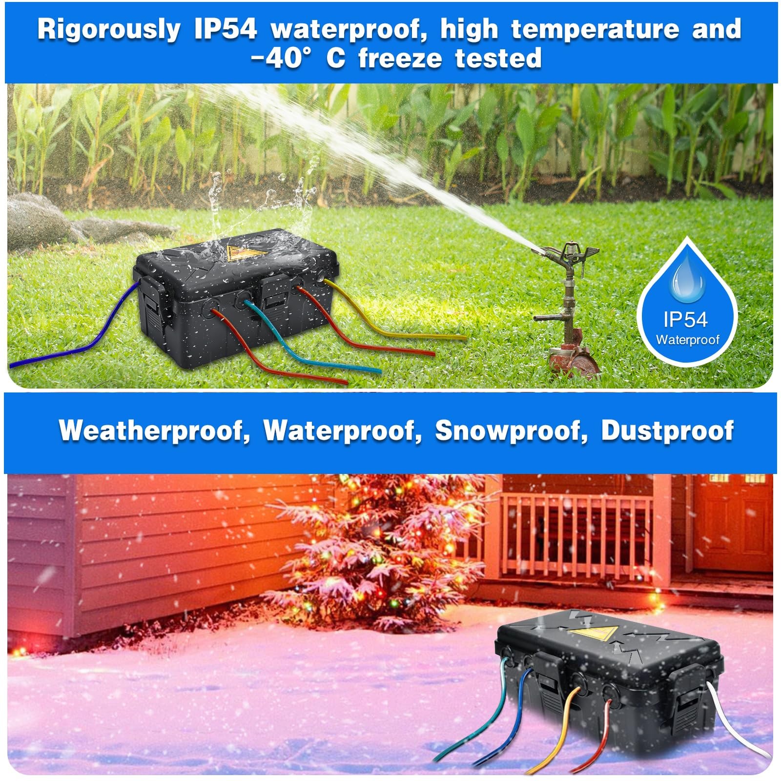 Hrensaw Medium Outdoor Electrical Box(10.6×5.5×4.5inch),Weatherproof Black