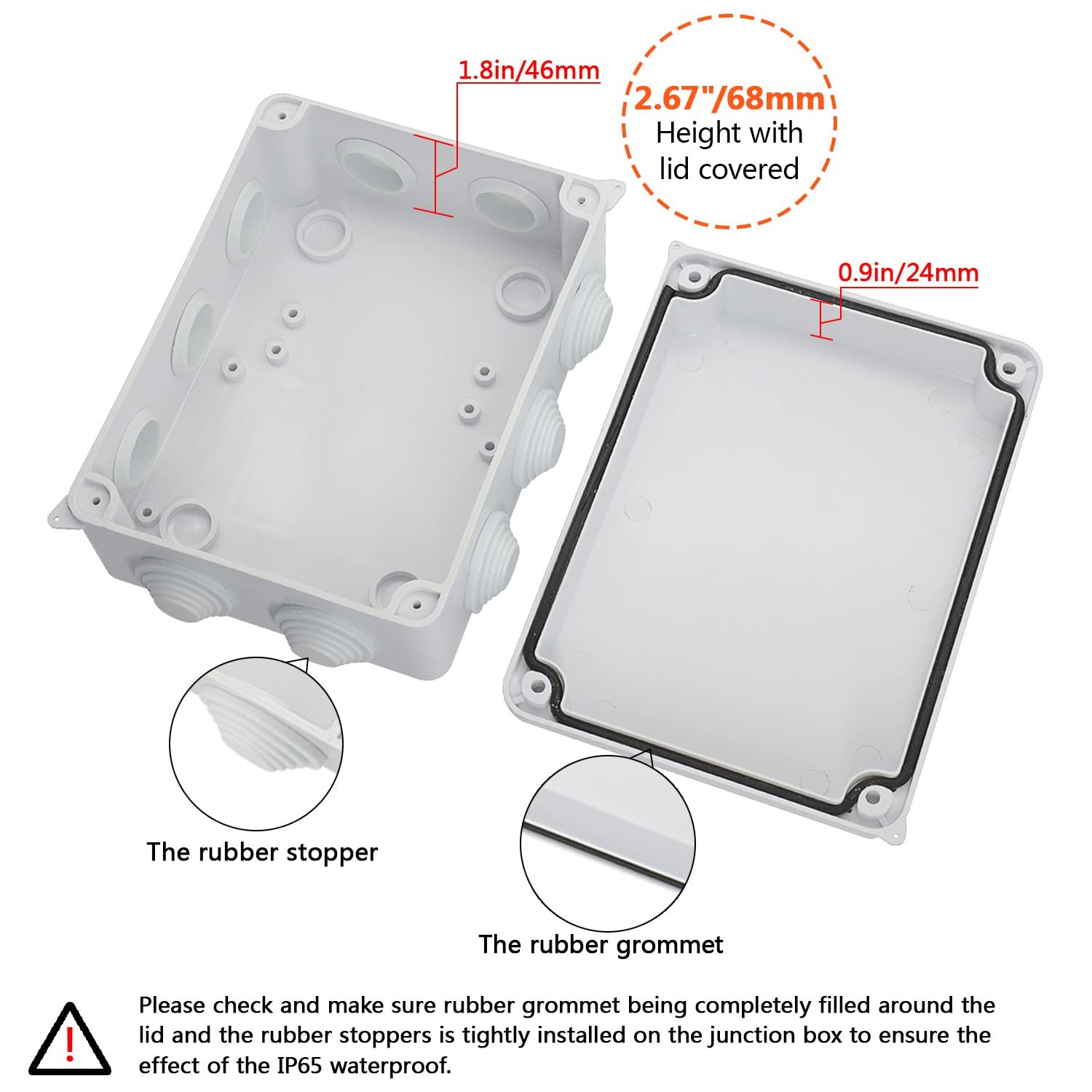 LeMotech ABS Plastic Dustproof Waterproof 5.9″ x 4.3″ x 2.8″ (2pc), White