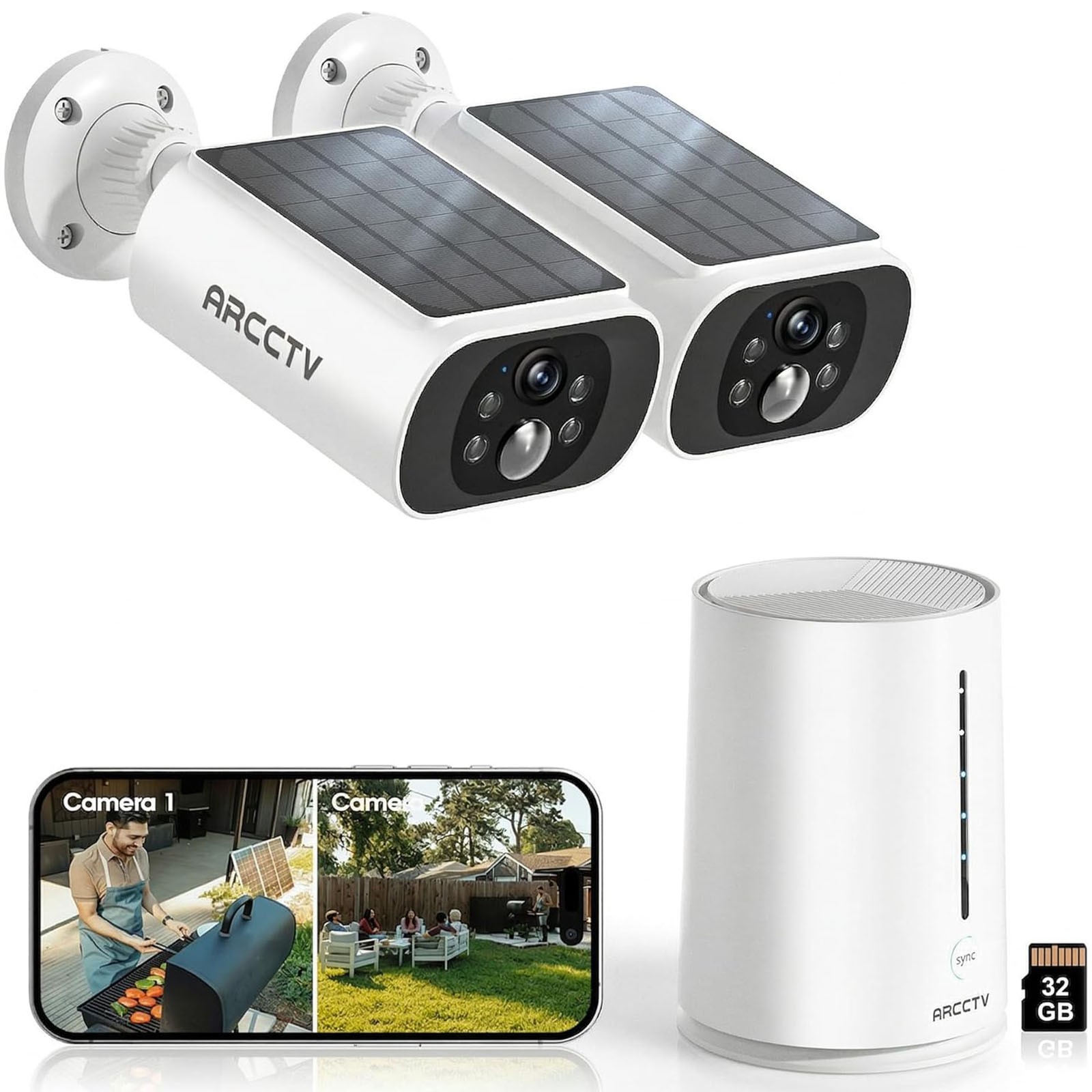 Refurbished 4MP Wireless Security Camera System Outdoor Solar Battery Powered IR