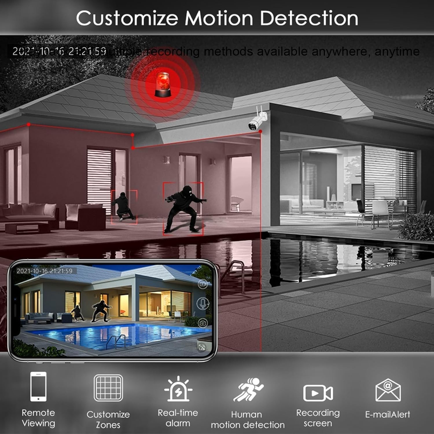 8 Channel 1080N Hybrid DVR CCTV Security System Motion Detection Backup