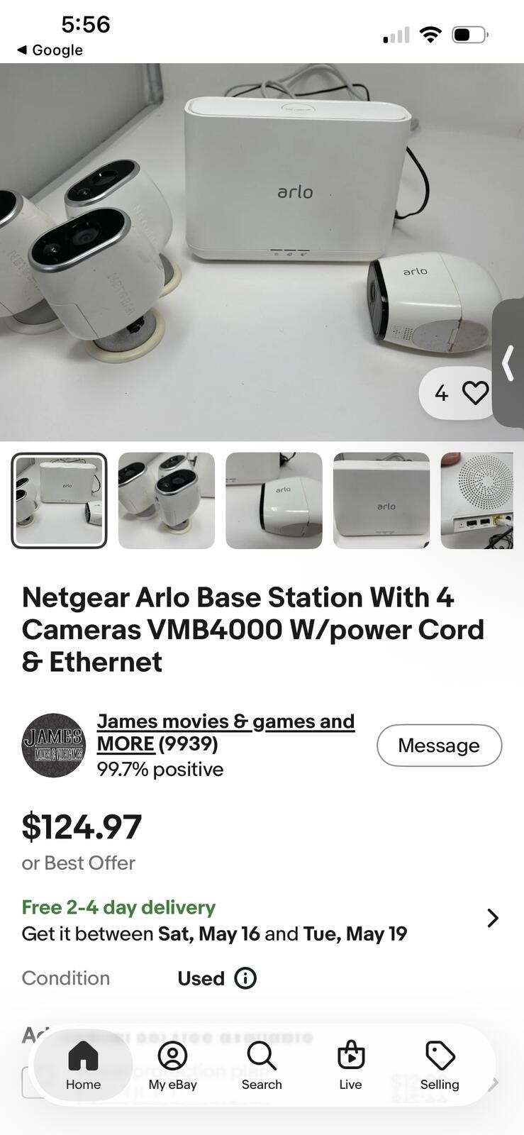Arlo Netgear HD Base Station with 3 Security Camera