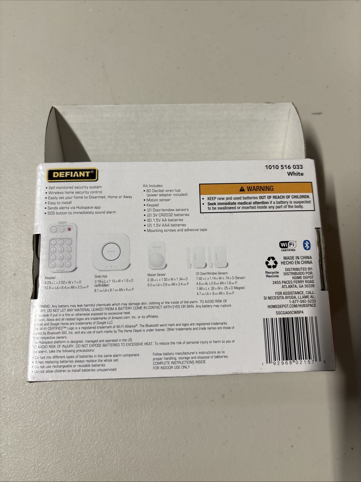 Defiant Smart Home Alarm System – White (1010 516 033) Powered by HubSpace