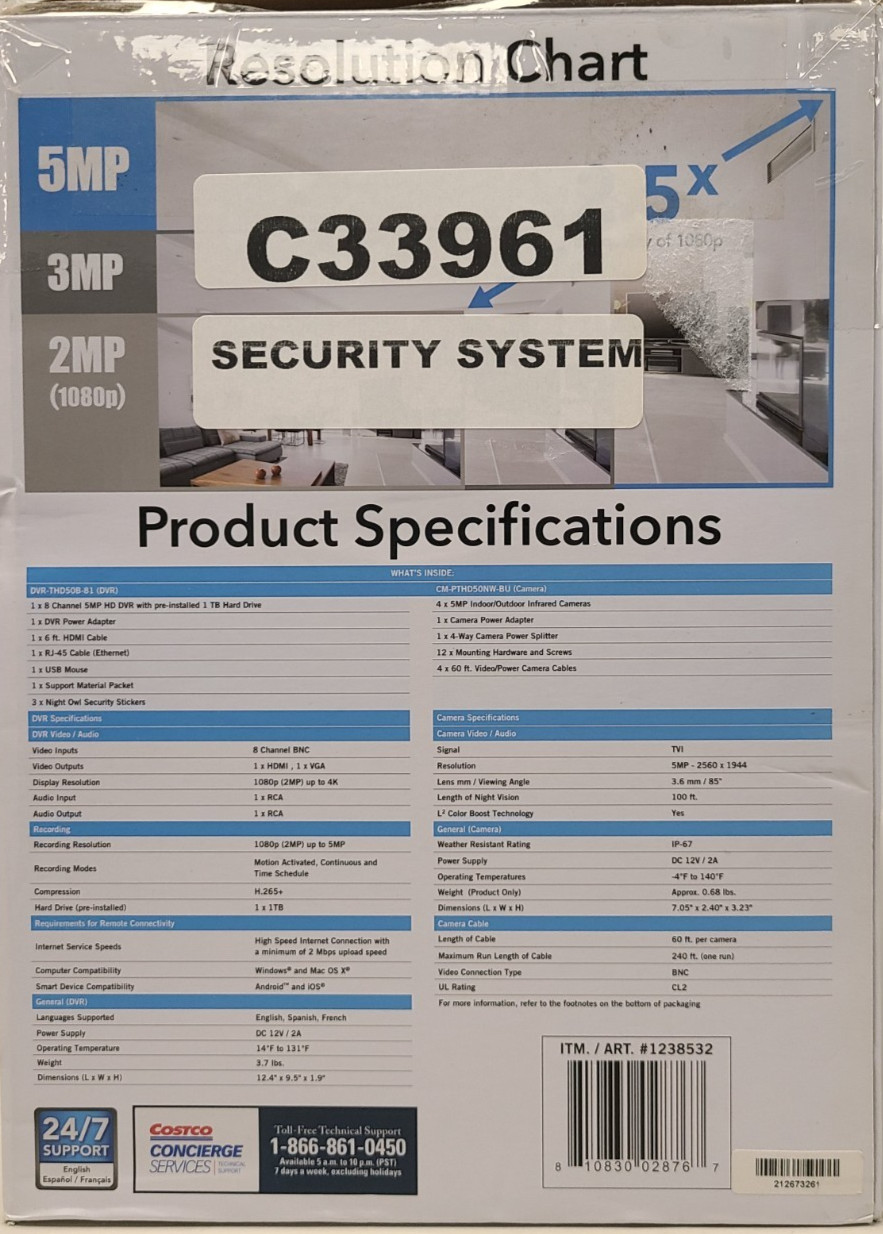 EXTREME HD Wired Security System 8-Ch 1TB HDD+(4) 5MP Security Cameras NIGHT OWL