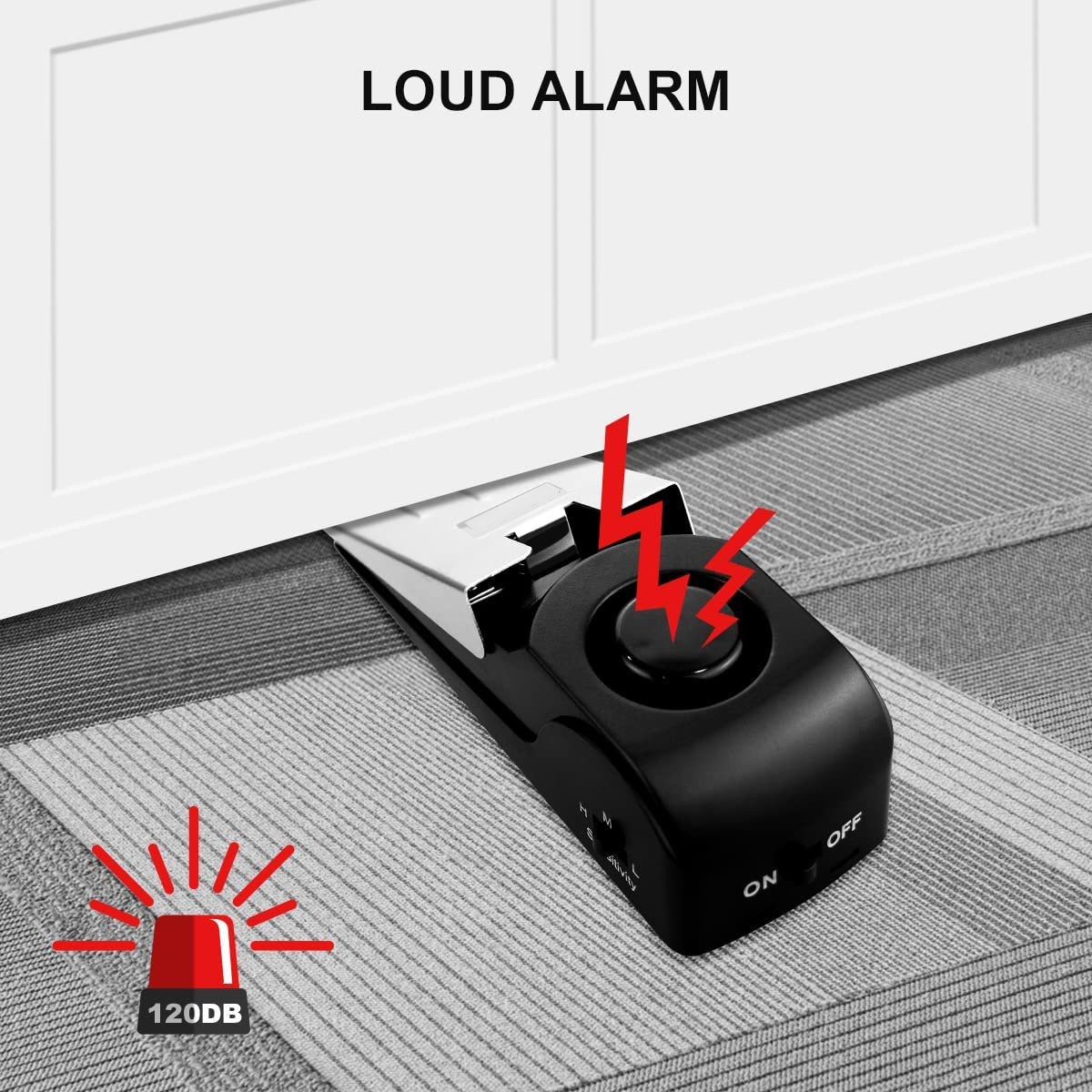 120db Portable Wedge Door Stopper Security Alarm for Home Travel Hotel 2PCS