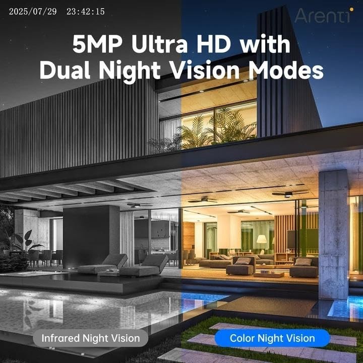 ARENTI PoE Security Camera System, 5MP Cameras Outdoor with H.265 8CH NVR, Audio