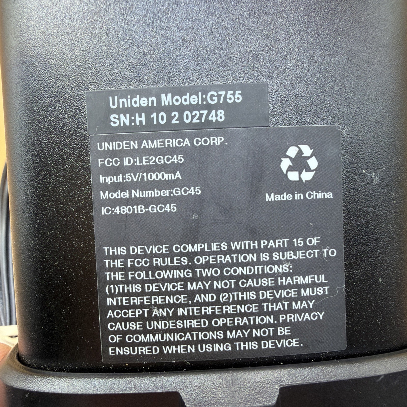 Uniden Guardian GC45 Outdoor CCTV Camera w/ Antenna – G755 Replacement Unit
