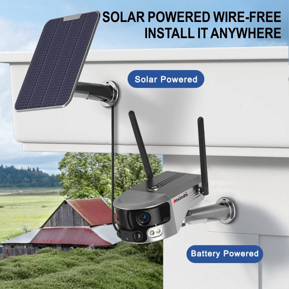 4K 8MP 180° Ultra Wide View Angle 4G Solar Security Camera Outdoor WIFI
