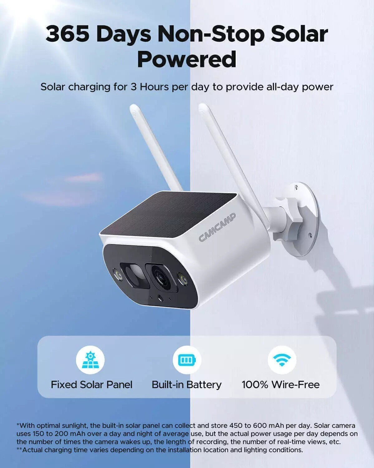 4MP Solar Security Camera Outdoor Wireless 10CH NVR 4 Cam-Kit Color Night Vision